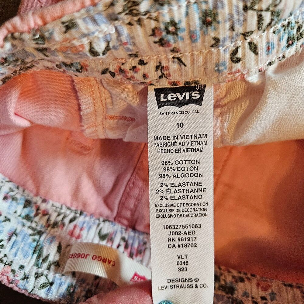 Levi's Girl's High-Rise Cargo Jogger Pants Pink Size 10 Elastic Waistband - Picture 11 of 13